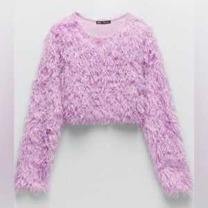 Zara Women’s Large Feather Effect Sweater Strawberry